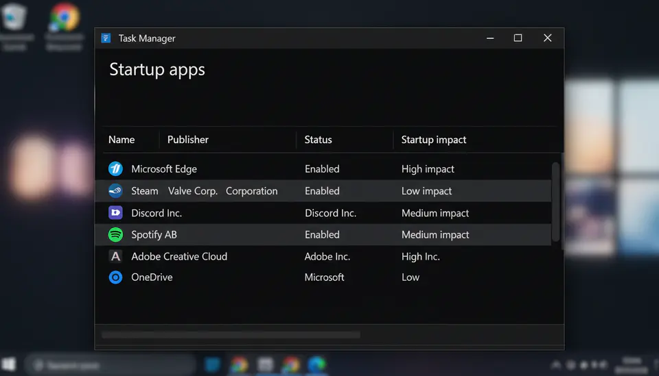 Task Manager üzerinden başlangıç programlarını yönetme adımı