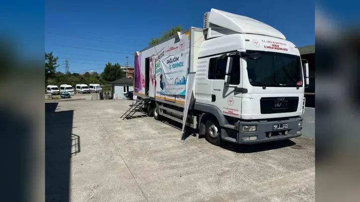 Bartın OSB\'de çalışanlara gezici sağlık tırıyla kanser taraması yapılıyor