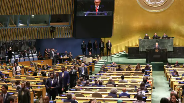 Delegates Walk Out As Netanyahu Takes UN Stage, His "Moral Cowards" Reply