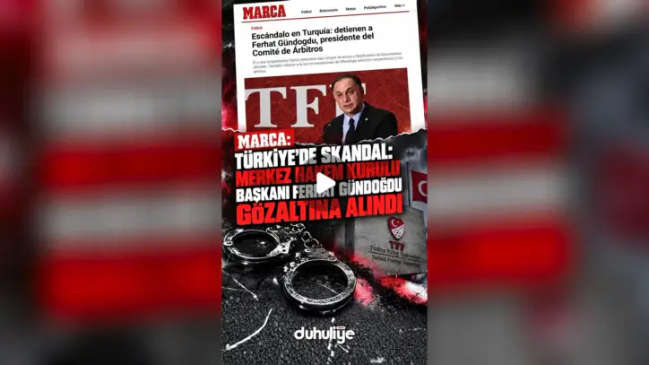 Duhuliye, Instagram: "Marca: "Türkiye'de Skandal: Merkez Hakem Kurulu Başkanı Ferhat Gündoğdu Gözaltına Alındı"
"Gündoğdu ve altı şüpheli mobbing, resmi belgede sahtecilik suçlamalarıyla gözaltına alındı. Şüpheliler ile hakemler arasındaki WhatsApp yazışmaları da ortaya çıktı. MHK’nin başında bulunan Gündoğdu, Türk hakemliğinde en yüksek sorumluluğa sahip isimlerden biri olduğundan, gözaltına alınması ülke futbolunun hakem yapılanmasında büyük bir sarsıntıya yol açtı."
#Beşiktaş #tff #mhk #ferhatgündoğdu #duhuliye #haber1903"