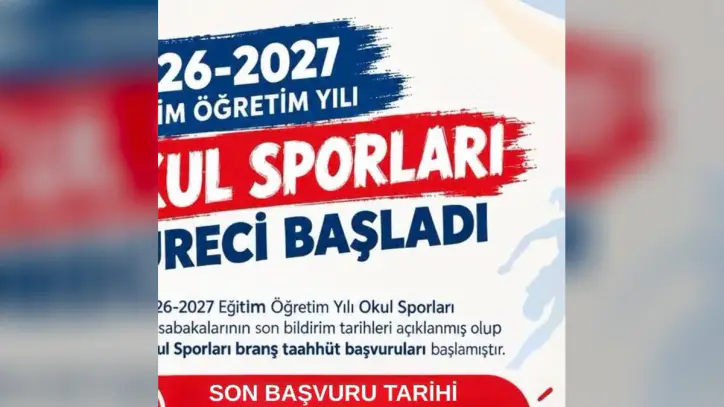 Edirne Gazetesi, Instagram: "Okul Sporlarında Başvurular Başladı
Edirne Gençlik ve Spor İl Müdürlüğü, 2026-2027 eğitim öğretim yılı Okul Sporları müsabakaları kapsamında branş taahhüt başvurularının başladığını duyurdu.
2026-2027 Eğitim Öğretim Yılı Okul Sporları müsabakalarının son bildirim tarihleri açıklanırken, okulların branş taahhüt başvurularını ilgili platform üzerinden gerçekleştirmeleri gerekiyor.
Son başvuru tarihi 30 Eylül 2026 Çarşamba günü mesai bitimi olarak belirlendi.
İl Müdürlüğünden yapılan açıklamada, ilgili okul ve yetkililerin başvurularını belirtilen süre içerisinde tamamlamalarının önem taşıdığı belirtildi.
HABER MERKEZİ"