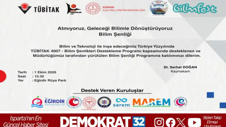 EĞİRDİR’DE TÜBİTAK 4007 BİLİM ŞENLİĞİ BAŞLIYOR