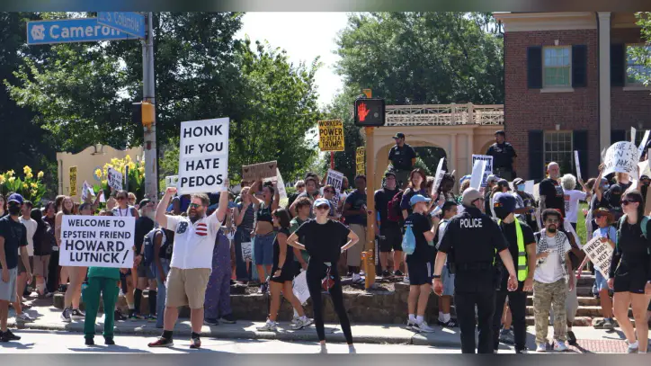 Hundreds protest outside Chapel Hill's G20 Innovation Ministerial, criticizing artificial intelligence