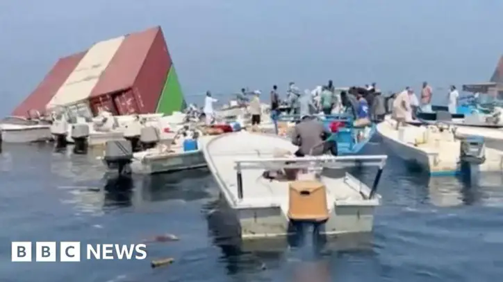 Container ship sinks in Strait of Hormuz after being hit by projectile, Singapore says