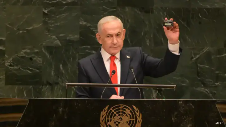 Netanyahu Brings A Pager To UN In Hopes Of Cheers, Gets Jeers Instead