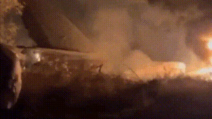 Unverified videos circulating on social media appeared to show flames and thick smoke rising from the crash site. (X/@Osinttechnical)