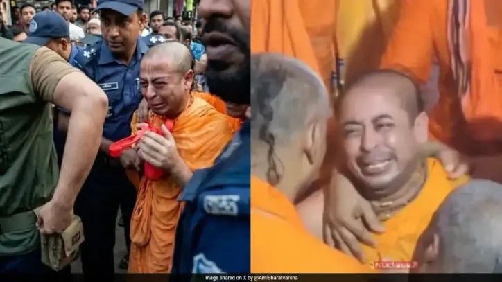 Out Of Jail For 5 Hours, Bangladesh Hindu Monk, In Tears, Touches Idol's Feet