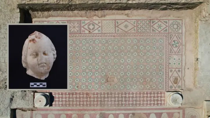 Pompeiopolis’te büyük keşif: 2 bin yıllık Eros başı ve 105 metrekarelik mozaik