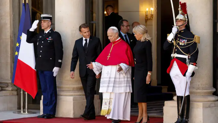 Pope Leo meets with France's Macron in Paris, says AI is a major challenge facing humanity