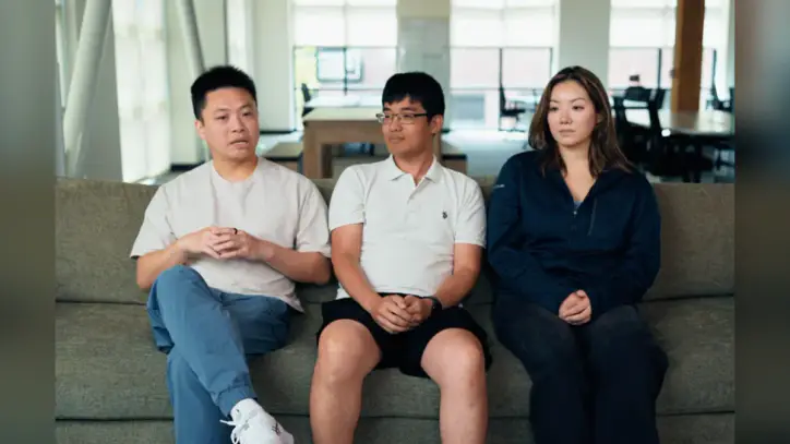 Nuance Labs co-founders, from left, Fangchang Ma, Edward Zhang, and Karren Yang. (YouTube screengrab)
