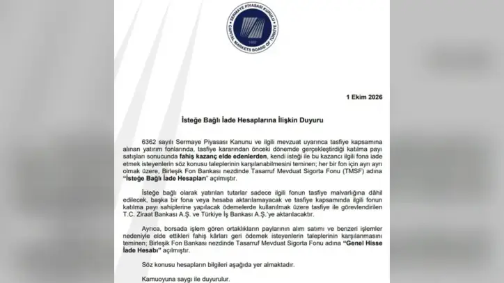 Son Dakika: SPK duyurdu! İade hesapları açıldı...
