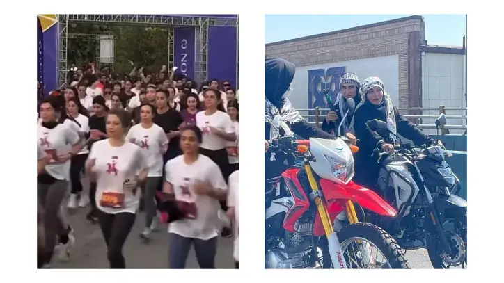 Tahran: Başı açık kadınlar maratonda, rejim askeri geçit töreninde