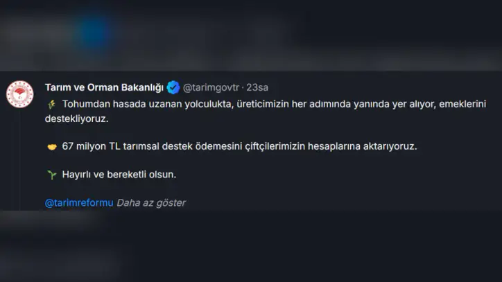 Tarım Ve Orman Bakanlığı Çiftçilere 67,8 Milyon Lira Destek Sağlayacağını Açıkladı
