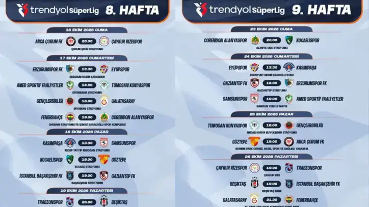 TFF, Süper Lig’de ilk yarının programını açıkladı