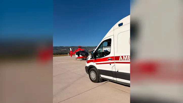 Tokat\'ta beton mikserinin çarptığı sağlık personeli ambulans helikopterle Ankara\'ya sevk edildi