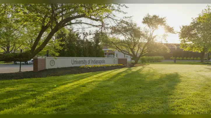 University of Indianapolis sign and campus