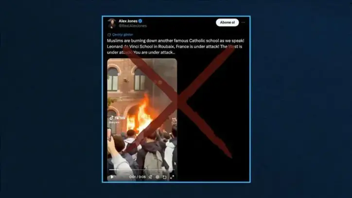 "Video, Müslüman göçmenlerin ateşe verdiği okulu gösteriyor" iddiası
