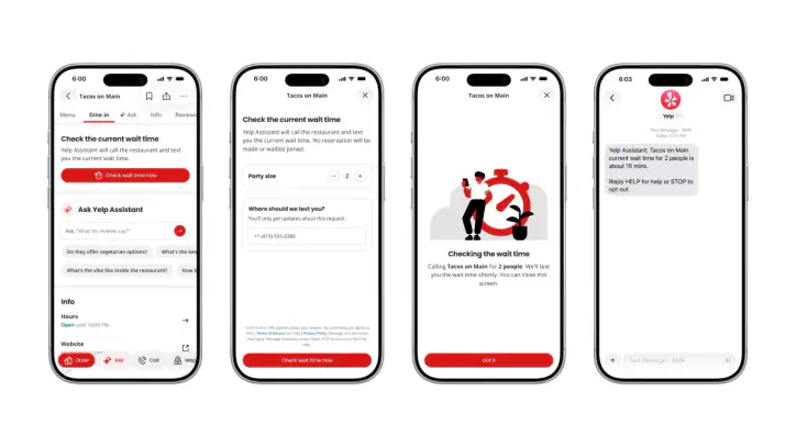 Yelp can now call on your behalf to check wait times at a restaurant | TechCrunch