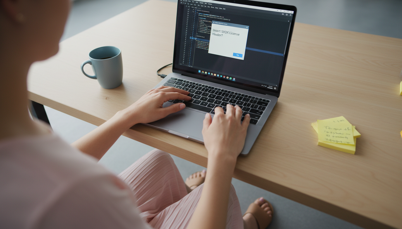 Automated IDE plugin inserting SPDX license headers