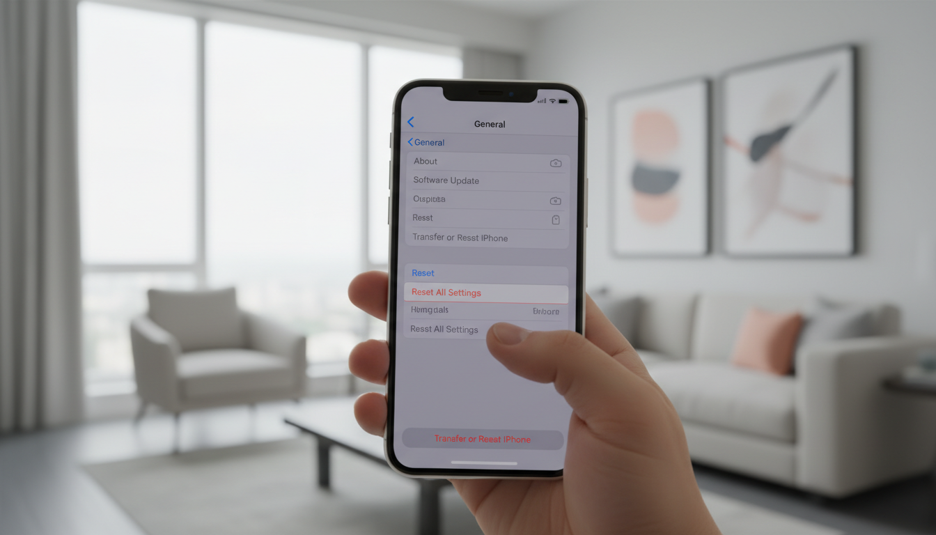 Reset All Settings menu highlighted on iPhone