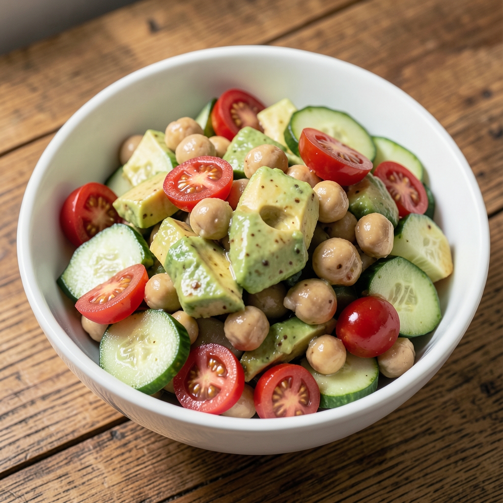 No-cook options like chickpea salad are quick, nutritious options for solo dining.