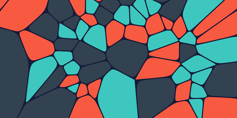 a blue and red pattern with a black background