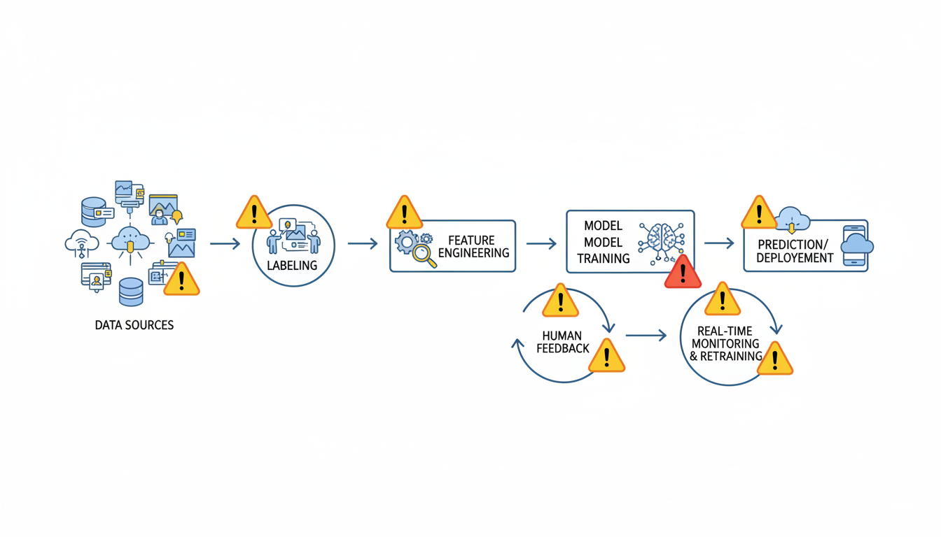 Critical junctures where bias creeps into AI systems
