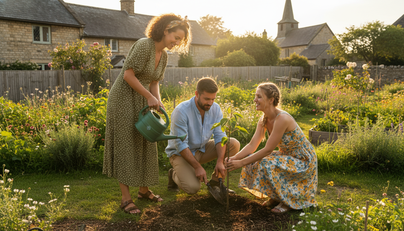 Traveler joining a tree-planting activity with local hosts